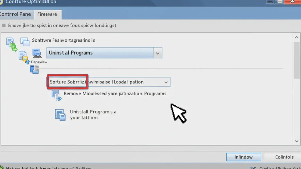 Tela de computador mostrando desinstalação de programas para otimizar desempenho.