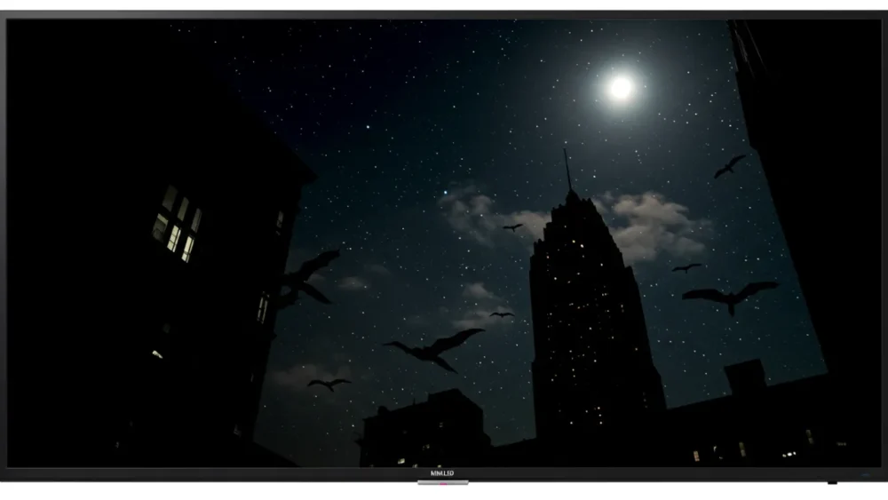 TVs Mini-LED: Uma Luz no Fim do Túnel da Qualidade de Imagem 5 TV Mini-LED exibindo cena noturna de filme com pretos profundos e detalhes nas sombras