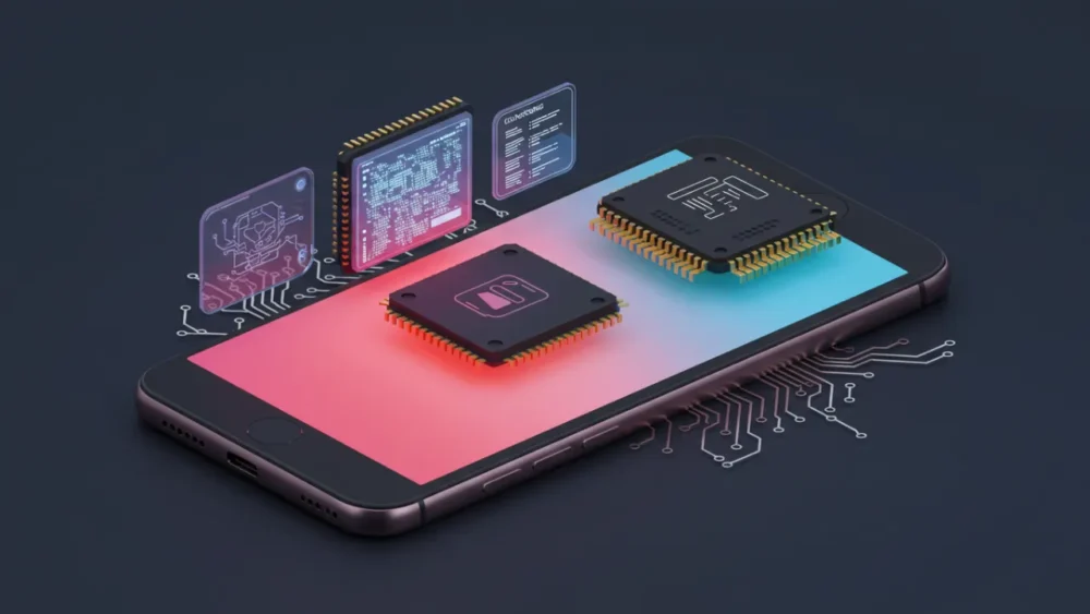 Ilustração da tecnologia por trás de gadgets de Eletrônicos Modernos para a homepage