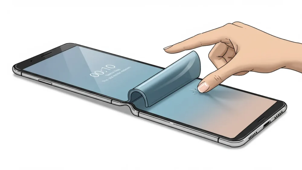 Celulares 2025: O Que Vem Por Aí e Por Que Você Vai Querer Um 3 Smartphone com tela flexível sendo esticada para aumentar o tamanho da visualização